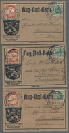 Deutsches Reich - Germania: 1912, "10 Pfg. Rhein-Main-Flugpost", Dreimal Auf Drei Offiziellen Flugka - Ungebraucht