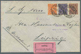 Deutsches Reich - Inflation: 1923, 30 Pfg., 20 M. Und 5 M. (Eckfehler Vor Dem Aufkleben) Posthorn Al - Briefe U. Dokumente