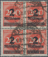 Deutsches Reich - Inflation: 1923 2 Mio Auf 200 M. (lebhaft)zinnober Im Viererblock, Plattendruck, S - Briefe U. Dokumente