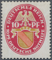 Deutsches Reich - Weimar: 1926, Nothilfe Wappen 10 Pfg. Baden Mit Stehendem WZ, Tadellos Ungebraucht - Altri & Non Classificati