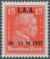 Deutsches Reich - Weimar: 1927, 15 Pfg. I.A.A. Mit Abart "fehlender Bindestrich", Postfrisch, Doppel - Other & Unclassified
