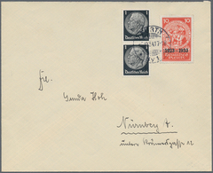 Deutsches Reich - 3. Reich: 1933, 10 Pfg. Rot Marke Aus Nothilfe-Block Zusammen Mit Senkrechtem Paar - Cartas & Documentos