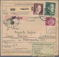 Deutsches Reich - 3. Reich: 1942, 15 Pf Hindenburg, 60 Pf Und 1 RM Hitler, MiF Auf Zweisprachigem Pa - Lettres & Documents