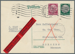 Deutsches Reich - 3. Reich: 1939, 11.2., Hindenburg 65 Pfg MiF Auf Eilkarte Mit Rollstempel HAMBURG - Lettres & Documents