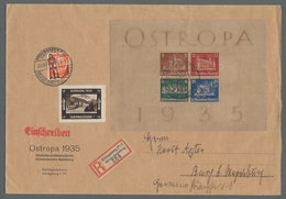 Deutsches Reich - 3. Reich: 1935, OSTROPA"-Block, Mit Zusatzfrankatur Auf Großformatigem Und Portori - Covers & Documents