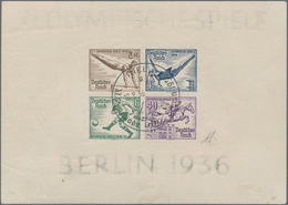 Deutsches Reich - 3. Reich: 1936, Block-Ausgabe "Olympische Sommerspiele In Berlin", UNGEZÄHNT, Gest - Briefe U. Dokumente