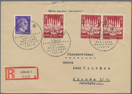 Deutsches Reich - 3. Reich: 1943, 12+8 Pf LÜBECK Mit PLATTENFEHLER "Ausbuchtung Re. Am "O" In Grossd - Briefe U. Dokumente