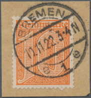 Deutsches Reich - Dienstmarken: 1921, Dienstmarke 10 Pfg. Dunkelorange Auf Briefstück Gestempelt "BR - Servizio