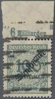 Deutsches Reich - Dienstmarken: 1923, 100 Mio Mark Schlangenaufdruck Als Plattendruck-Oberrandstück, - Officials