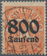 Deutsches Reich - Dienstmarken: 1923, "800 Tausend" Auf 30 Pfg. Dienstmarke Mit Wasserzeichen "1" (R - Service