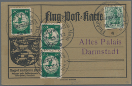 Deutsches Reich - Halbamtliche Flugmarken: 1912, 30 Pfg. Rhein-Main-Flugpost Mit Zusatzfrankatur (5 - Posta Aerea & Zeppelin