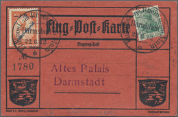 Deutsches Reich - Halbamtliche Flugmarken: 1912, Flugpostmarke 10 Pf. "Gelber Hund", 3 Exemplare Auf - Luft- Und Zeppelinpost