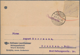 Deutsches Reich - Lokalausgaben 1918/23: GRÖDITZ: 1923, Gebührenzettel Mit Hs. Wertangabe "15000" Un - Storia Postale