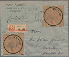 Deutsches Reich - Lokalausgaben 1918/23: SCHLIERSEE: 1923, Zwei Gebührenzettel 20000 Mark Auf Braune - Covers & Documents