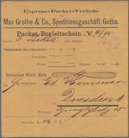 Deutsches Reich - Privatpost (Stadtpost): GOTHA, EXPRESS - PACKET - VERKEHR, 188x, Paketbegleitschei - Private & Lokale Post
