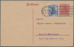 Deutsches Reich - Ganzsachen: 1920. Postkarte 10 Pf Karminrot Germania, Gezähnt Oben Und Unten. Mit - Autres & Non Classés