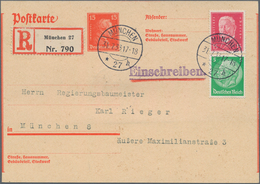 Deutsches Reich - Ganzsachen: 1933. Postkarte 15 Pf Kant Mit Markantem Waagerechten Verschnitt. Dadu - Andere & Zonder Classificatie