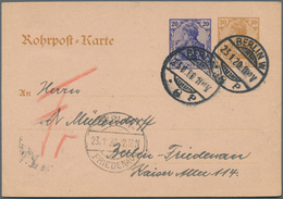 Deutsches Reich - Ganzsachen: 1920, Gebrauchte Amtliche Ganzsachenrohrpostkarte Mit Zudruck Eines We - Sonstige & Ohne Zuordnung