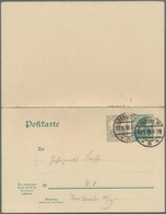 Deutsches Reich - Ganzsachen: 1918. Doppelkarte 2½ Pf Grau Neben 5 Pf Grün Germania / Dito. Gebrauch - Other & Unclassified