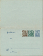 Deutsches Reich - Ganzsachen: 1906/1920. Doppelkarte 3 Pf Braun Neben 5 Pf Grün Neben 2 Pf Grau Germ - Andere & Zonder Classificatie