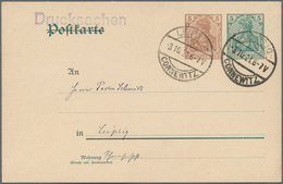 Deutsches Reich - Ganzsachen: 1921, Ganzsachenkarte 5 Pfennig Germania Grün Mit Zudruck Von 5 Pfenni - Other & Unclassified