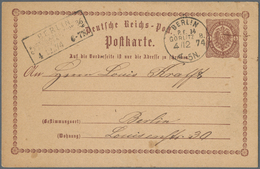 Deutsches Reich - Stempel: 1874, 1/2 Gr Ganzsachenkarte Mit K1 BERLIN/P.E.36/GÖRLITZ B., 4/12 74 4-5 - Maschinenstempel (EMA)
