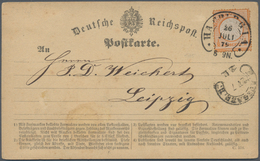 Deutsches Reich - Hufeisenstempel: 1872, Großer Schild ½ Gr. Auf Postkarte Mit Je Hufeisenst. HAMBUR - Máquinas Franqueo (EMA)