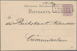 Deutsches Reich - Bahnpost: 1882, 5 Pf Ganzsachenkarte Mit Stationsstempel L1 'Schmölln' Neben Nachv - Otros & Sin Clasificación