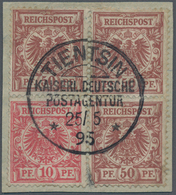 Deutsche Post In China - Vorläufer: 1894/1895, 10 Pf Krone/Adler Mittelkarminrot Und 50 Pf Desgl. Mi - Chine (bureaux)