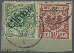 Deutsche Post In China - Mitläufer: 1898, 50 Pf Lebhaftrötlichbraun In Mischfrankatur Mit 5 Pf Opalg - Cina (uffici)