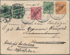 Deutsche Post In China: 1899, Brief Ab "SHANGHAI" Mit 5 Pf, 10 Pf Und 25 Pf Nach Hamburg, Dort Weite - Deutsche Post In China
