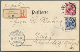 Deutsche Post In China: 1898, RECO-Ak "Die Deutsche Flotte In Der Kiautschaubucht" Frankiert Mit 10 - China (offices)