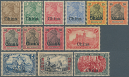 Deutsche Post In China: 1901-04, Kompletter Satz Bis 5 M., Ungebraucht Mit Falzresten, Teils Getönt, - China (offices)
