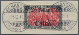 Deutsche Post In China: 1905, 2½ Dollar Auf 5 M Auf Luxus-Briefstück, 2x Gestempelt "SCHANGHAI 16.12 - Chine (bureaux)