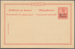 Deutsche Post In China - Ganzsachen: 1901, 10 Pfg. Germania Reichspost Mit Aufdruck, Doppelkarte, Pr - Cina (uffici)