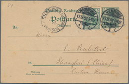 Deutsche Post In China - Ganzsachen: 1902 Antwortteil 5 Pf Germania Reichspost Mit Aufdruck "China" - China (oficinas)