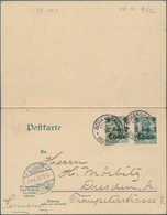 Deutsche Post In China - Ganzsachen: 1907, Mit ZF Germania 5 Pfennig Verwendete Ganzsachenpostkarte - China (kantoren)