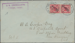 Deutsche Post In China - Besonderheiten: 1901 (30.1.), Senkrechtes Paar 10 Pfg. (steiler Aufdruck) M - Cina (uffici)