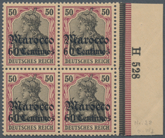 Deutsche Post In Marokko: 1905, 60 C Auf 50 Pf Germania Im 4er-Block Mit "HAN 528" Postfrisch, Mi 59 - Maroc (bureaux)