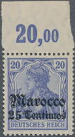 Deutsche Post In Marokko: 1906/11, 25 C. A 20 Pfg. In Besserer Farbe "helllilaultramarin", Postfrisc - Deutsche Post In Marokko