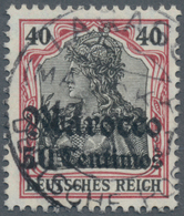 Deutsche Post In Marokko: 1906, 50 C Auf 40 Pf, Dunkelrötlichkarmin/braunschwarz, Entwertet Mit Eink - Deutsche Post In Marokko