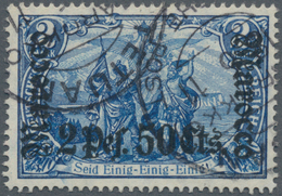 Deutsche Post In Marokko: 1906, 2 P 50 C Auf 2 M, Schwärzlichblau, Entwertet Mit Dem Einkreissegment - Morocco (offices)