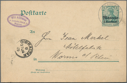 Deutsche Post In Marokko - Ganzsachen: 1907/09, Zwei Bedarfs- Und Portogerecht Gebrauchte Ganzsachen - Marruecos (oficinas)