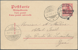 Deutsche Post In Marokko - Ganzsachen: 1907/10, Zwei Bedarfs- Und Portogerecht Gebrauchte Ganzsachen - Maroc (bureaux)