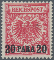 Deutsche Post In Der Türkei: 1899, Freimarke Krone/ Adler, 20 PA Auf 10 Pf Mit Echtem Aufdruck, Dunk - Deutsche Post In Der Türkei