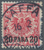 Deutsche Post In Der Türkei: 1899, Krone/Adler, 20 PA Auf 10 Pf., In Der Seltenen Farbe DUNKELROSA(R - Deutsche Post In Der Türkei