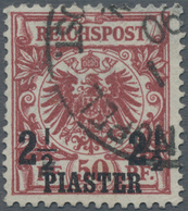 Deutsche Post In Der Türkei: 1890, 2½ Pia. Auf 50 Pfg. Bräunlichkarmin (braunkarmin Quarzend), Farbf - Turchia (uffici)