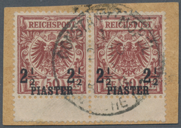 Deutsche Post In Der Türkei: 1889, 2½ PIA Auf 50 Pf. Krone/Adler In Lilabraun, Waagerechtes Paar Mit - Turquie (bureaux)