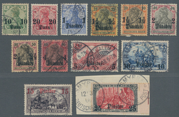 Deutsche Post In Der Türkei: 1905, 10 Pa Auf 5 Pf Dunkelgrün Bis 25 Pia Auf 5 M Grünschwarz/dunkelka - Turkse Rijk (kantoren)