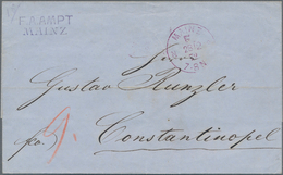 Deutsche Post In Der Türkei - Stempel: 1872, Faltbrief Aus MAINZ Mit Franko-Einkreisstempel "MAINZ / - Turquia (oficinas)